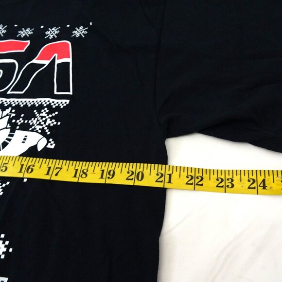 NASA Christmas t-shirt Large Snowman on Space Shuttle Ugly Christmas Sweater Blk - Picture 4 of 5
